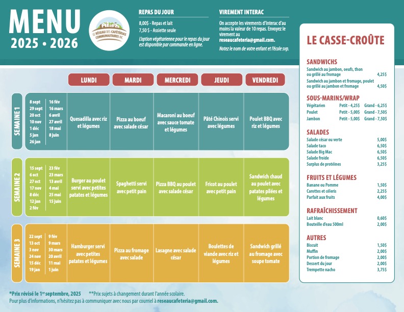 Menu cafeteria revise 21H13